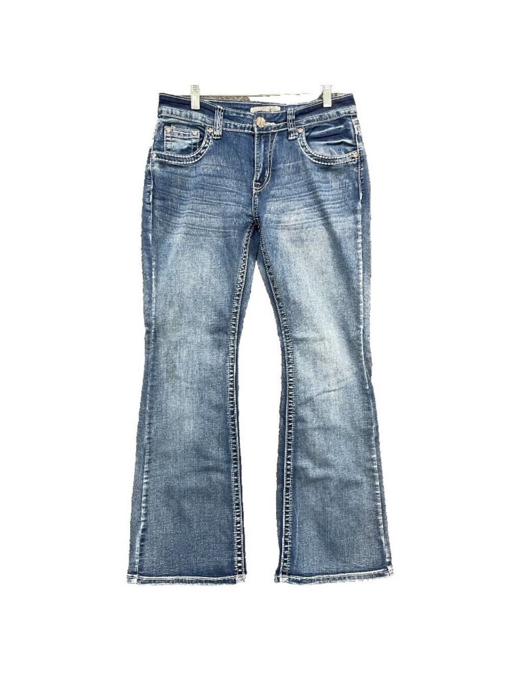T&Y Fashion Womens Bootcut Jeans 12 Mid Rise Cross Pocket Rhinestone Western